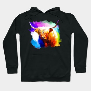 Highland Cow Rainbow Painting Hoodie